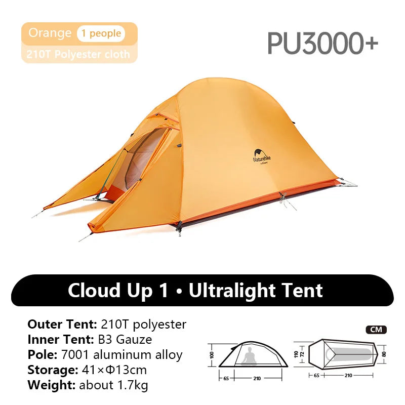 Naturehike Cloud Up 1 Person Tent Outdoor Camping Hiking Climbing Ultralight Double Layer Backpacking Sun Shelter With Footprint