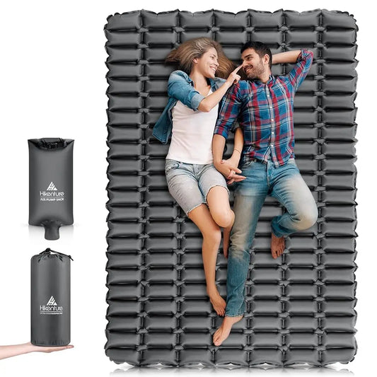 Double Sleeping Pad Ultralight Camping Mattress 2 Person Backpacking Pad With Pump Sack Inflatable Air Mat For Tent