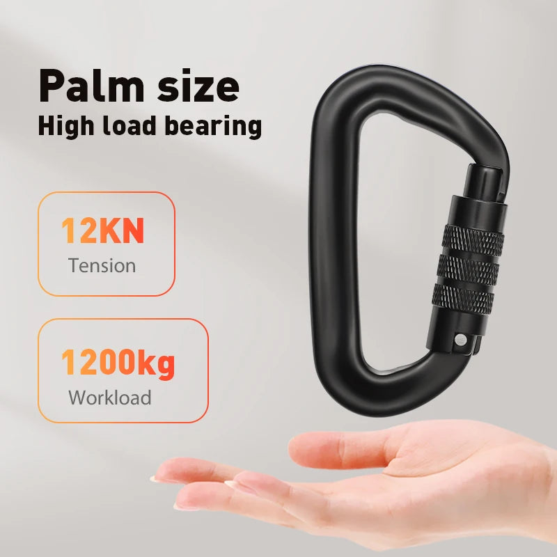 CLIWIZ 12KN Professional D Shape Safety Carabiner Aluminum Key Hooks Climbing Security Master Lock Outdoor Hiking Tool With CE