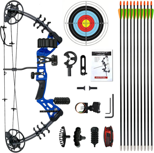 Youth Compound Bow Set 15-45 Lbs for Teens and Beginner, Package with Archery Hunting Equipment, Max Speed 260fps, Adjustable, R