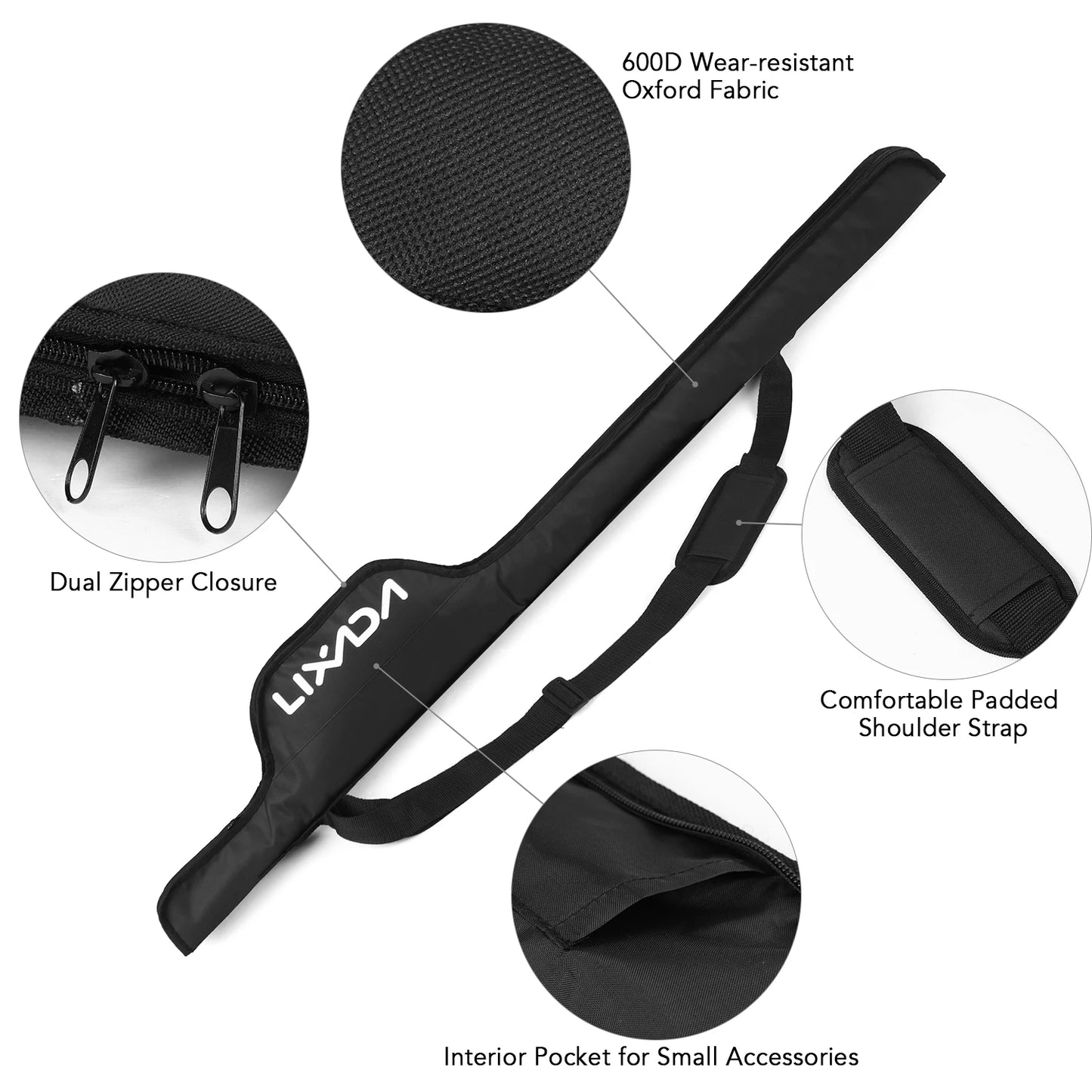 Portable 55 Inch Fishing Rod Bag Oxford Fabric Folding Case