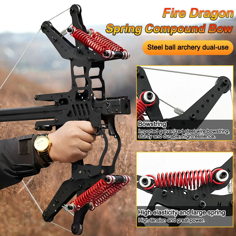 Fire Dragon Dual-Use Compound Bow with Fishing Reel and Sight-Fast Shooting Speed, Ultra-Stable for Hunting, Fishing and Archery