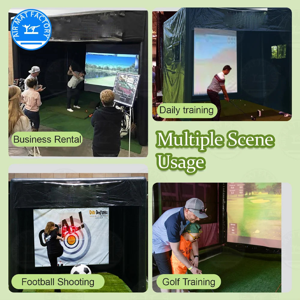 Stock in US! Inflatable golf simulation tent for swing practice, Inflatable driving range, shooting tent,suit for Daily training