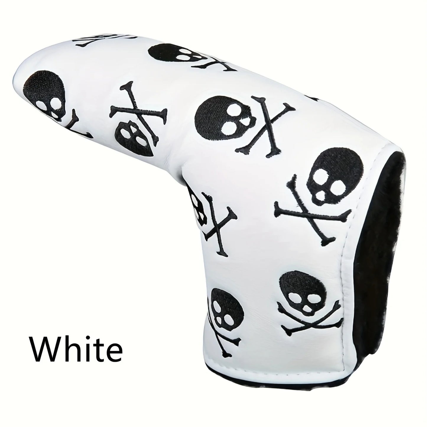 Golf Putter Head Cover PU Leather Black White Fits Putters