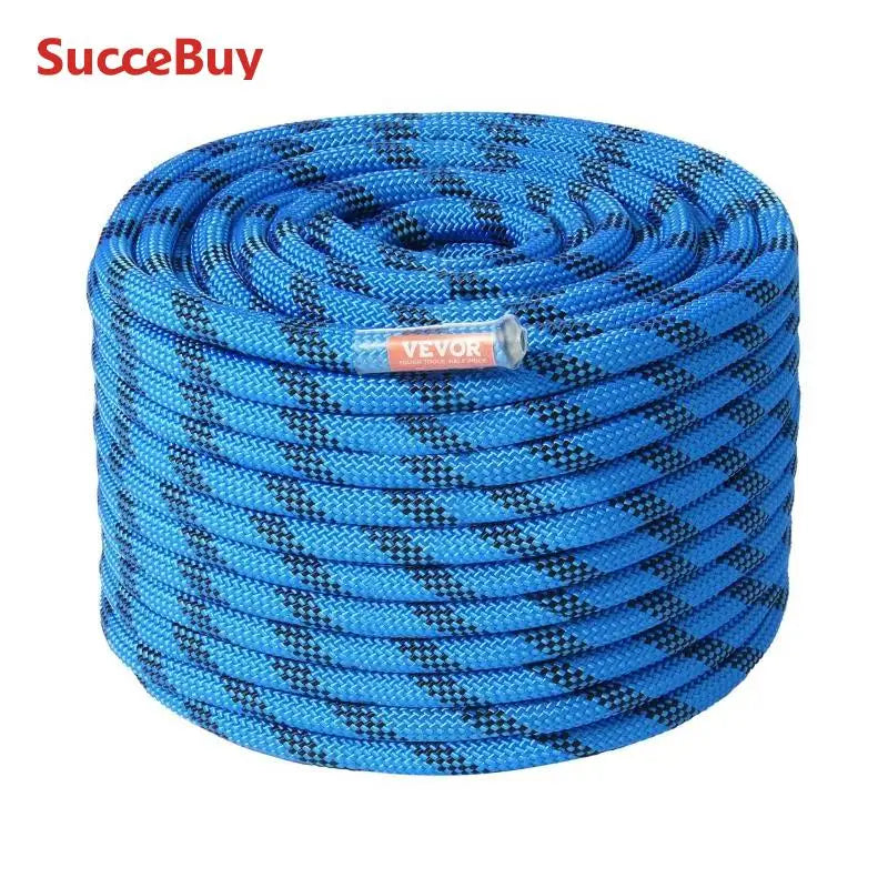VEVOR 12.7mm Static Climbing Rope 125/150/200ft Outdoor Rock Climbing Rope 30KN Breaking Tension Fiber Rope w/ Steel Snap Hooks