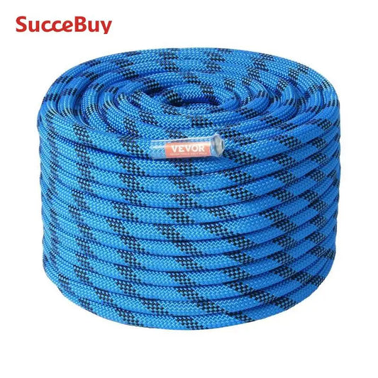 VEVOR 12.7mm Static Climbing Rope 125/150/200ft Outdoor Rock Climbing Rope 30KN Breaking Tension Fiber Rope w/ Steel Snap Hooks