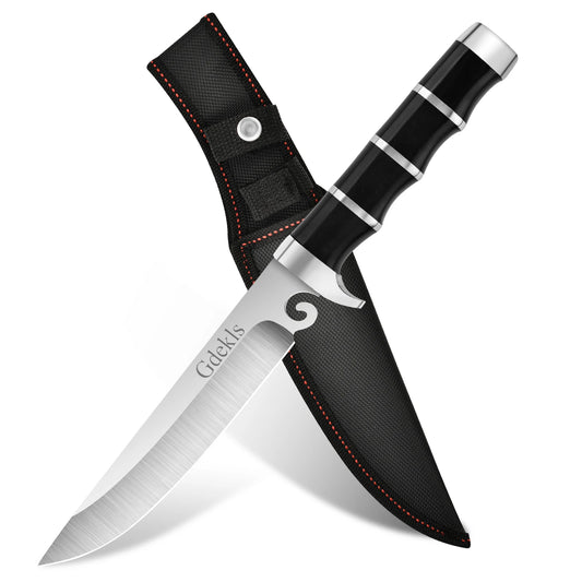 High Hardness 7Cr15 Stainless Steel Outdoor Camping Knife with Faux Leather Sheath, Multi-Purpose Blade for Hunting and Survival