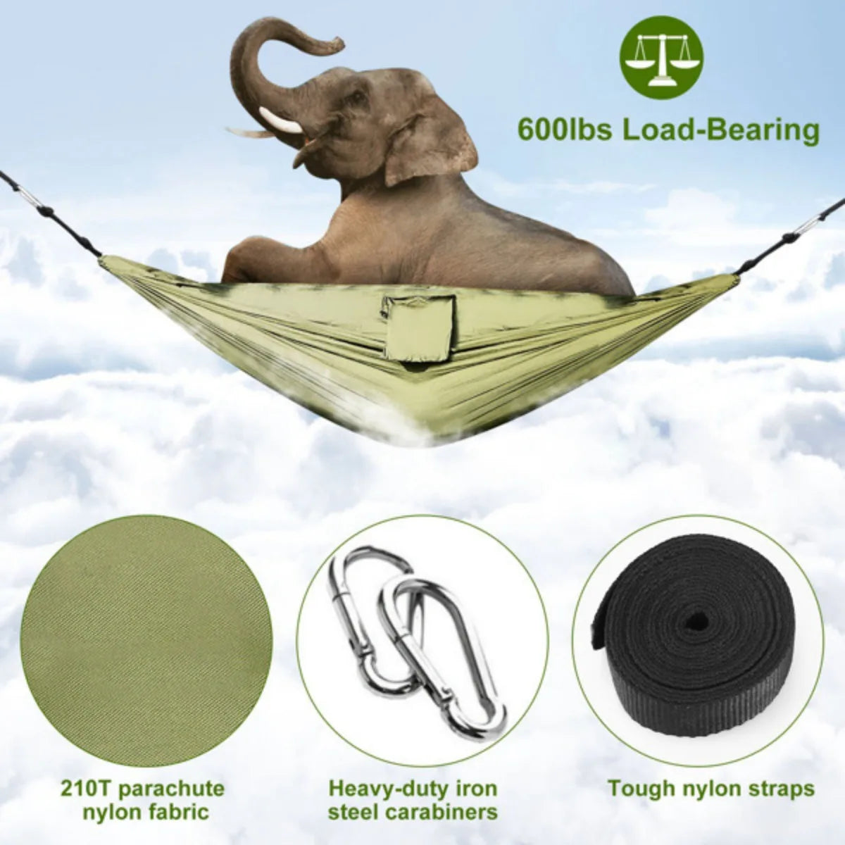 Portable Double Camping Hammock With Mosquito Net Nylon