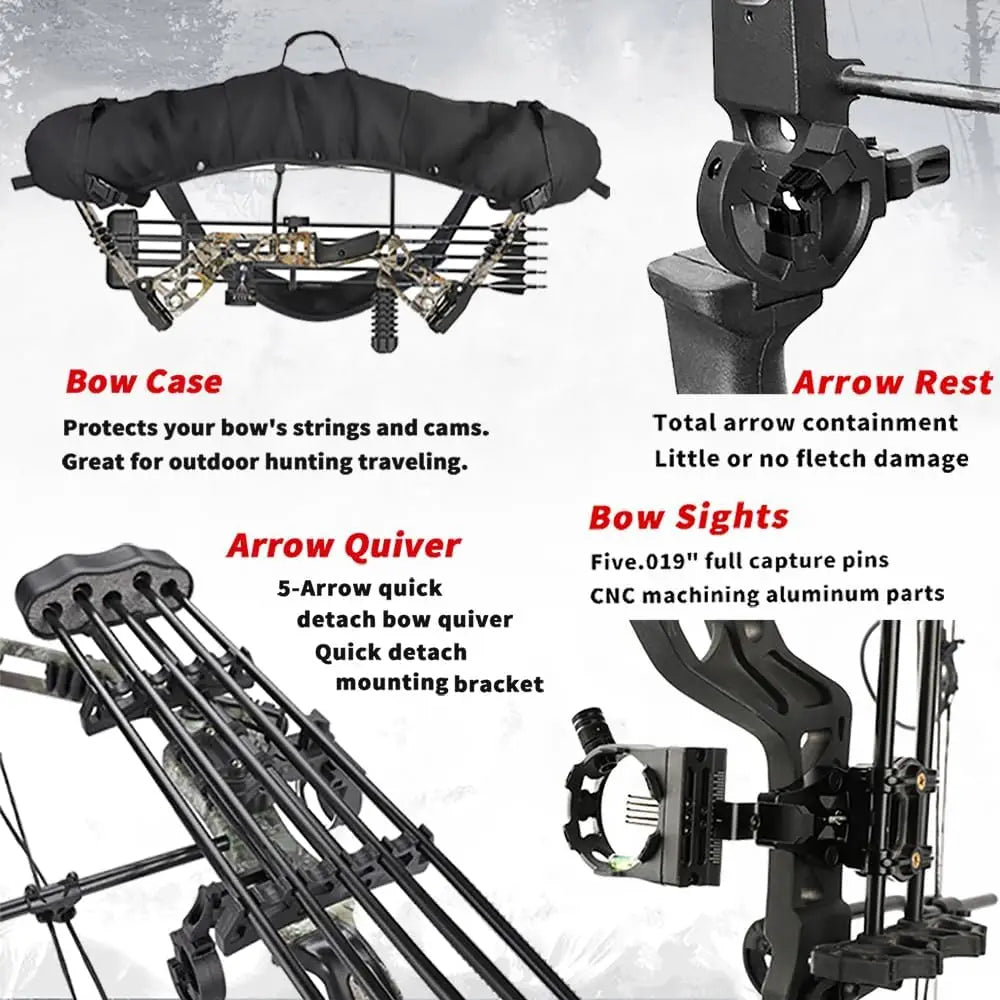 Archery Hunting Compound Bow Kit RTH 30-70 LBS Draw Length 23.5\\"-31\\", IBO 325FPS, Target Shooting Bow with Accessories for B