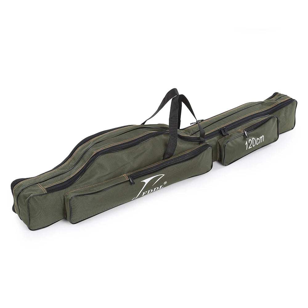 Portable Folding Fishing Rod Carrier Canvas Bag Case Tackle