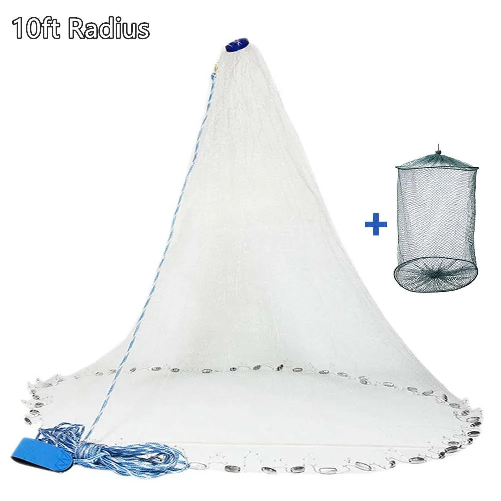 Saltwater Cast Net For Bait 3 To 10 Ft Zinc Sinker Weight