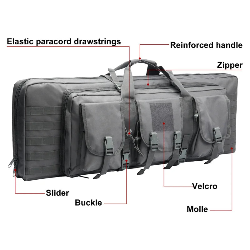 LQARMY Tactical Double Rifle Case Molle Bag 32 38 42 48in