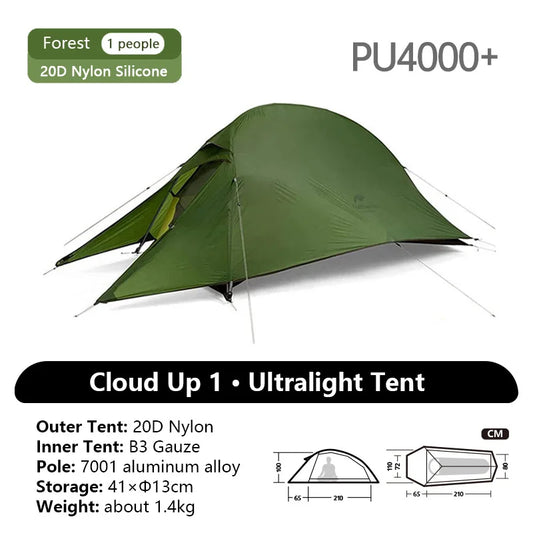 Naturehike Cloud Up 1 Person Tent Outdoor Camping Hiking Climbing Ultralight Double Layer Backpacking Sun Shelter With Footprint