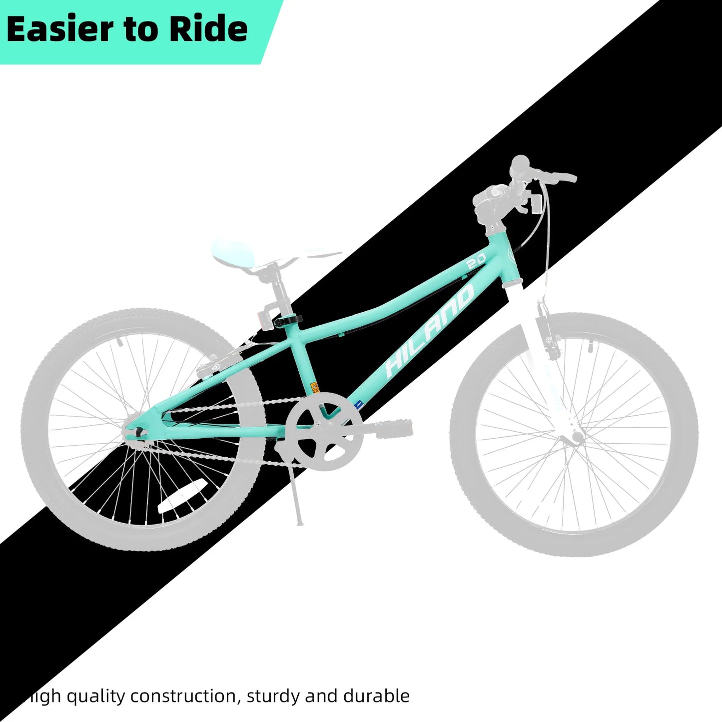 Hiland 20 Inch Kids Mountain Bike for Boys, Girls, Single Speed Kids Bicycles with Dual Handbrakes and Kickstand ﻿