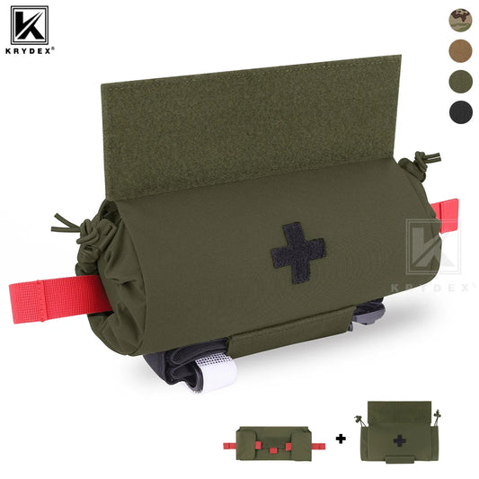 KRYDEX Tactical Roll Up First AID Trauma Pouch Medical EMT IFAK Pouch Dangler Drop Dump Pouch For Vest Chest Rig Accessories