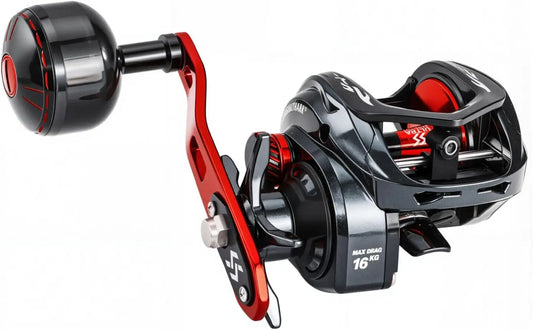 400 Size with 35lbs Max Drag 6.3:1 Gear Ratio Low Profile Casting Reel for Musky