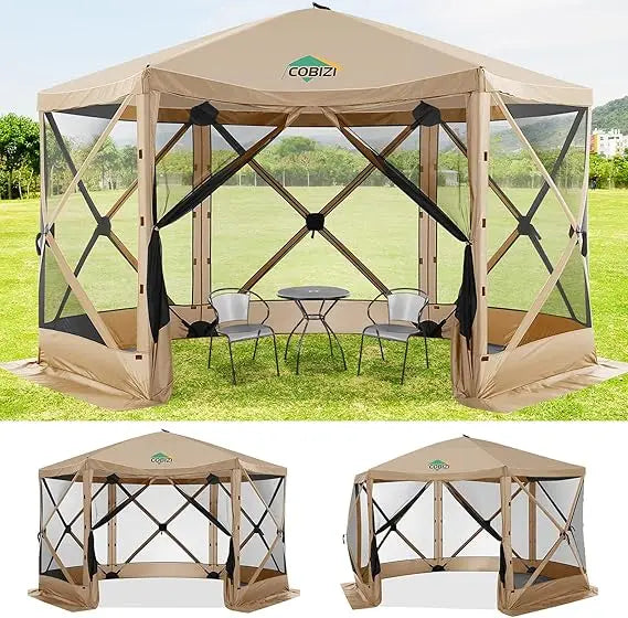 12x12ft Pop up Gazebo Screen Tent Screen House for Camping, Camping Outdoor Screened Gazebo with Sidewalls, Portable Hub Tent w