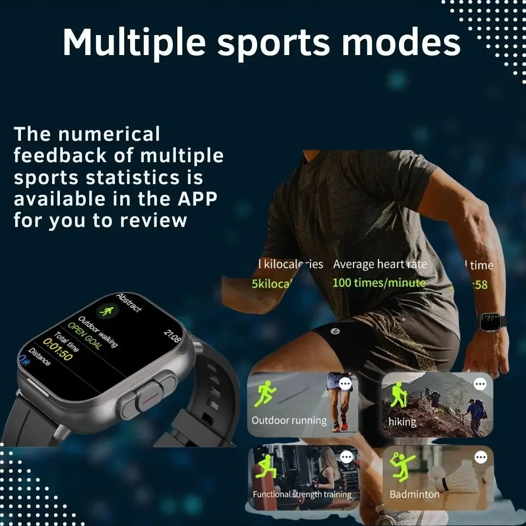 2025 D8 Smartwatch NFC Heart Rate Monitor Earbuds Music Control Pedometer For iPhone Android