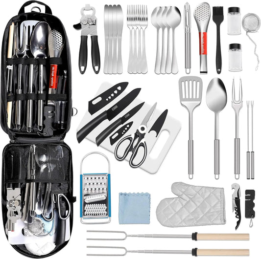 35 Pcs Camping Kitchen Utensil Set Outdoor Kitchen Gear, Outdoor Cooking And Grilling Utensil Travel Set Perfect For Camping