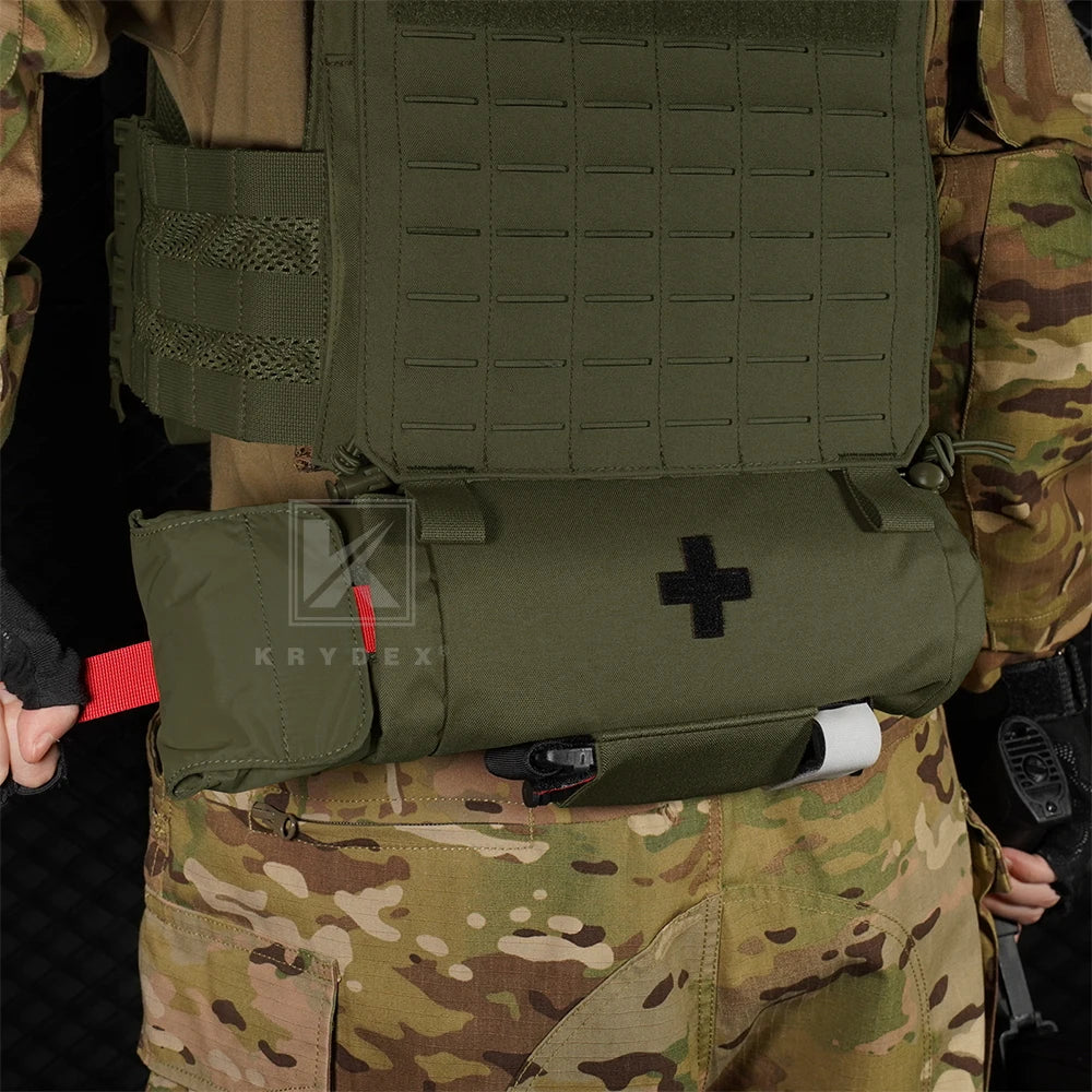 KRYDEX Tactical Roll Up First AID Trauma Pouch Medical EMT IFAK Pouch Dangler Drop Dump Pouch For Vest Chest Rig Accessories