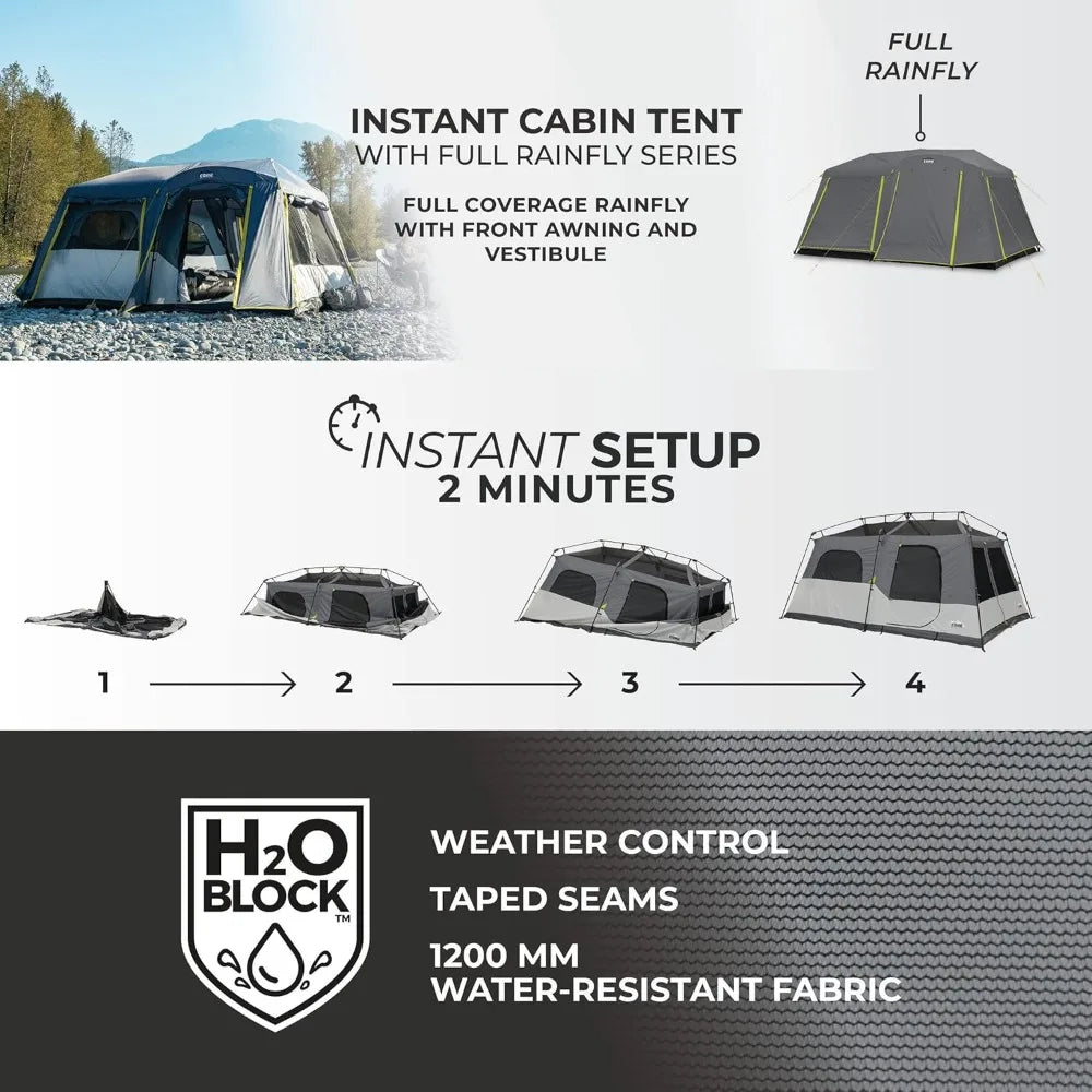 Instant Cabin Tents Person Family Cabin Multi Room Pop Up Tents Car Camping | Included Storage Pockets for Camping Accessories