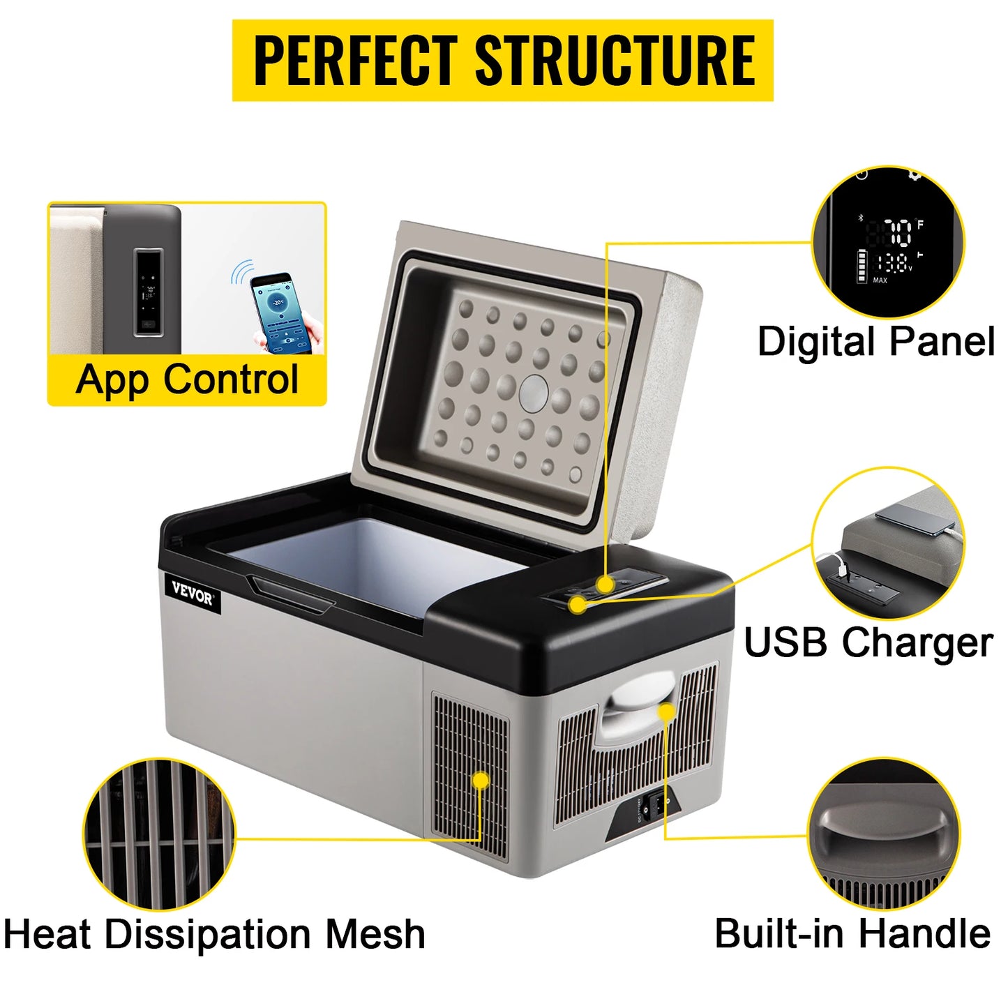 SucceBuy 20L 22L 35L 45L 55L Car Refrigerator Mini Fridge Freezer Portable Compressor Cooler DC 110-240V Ice Box for Camping