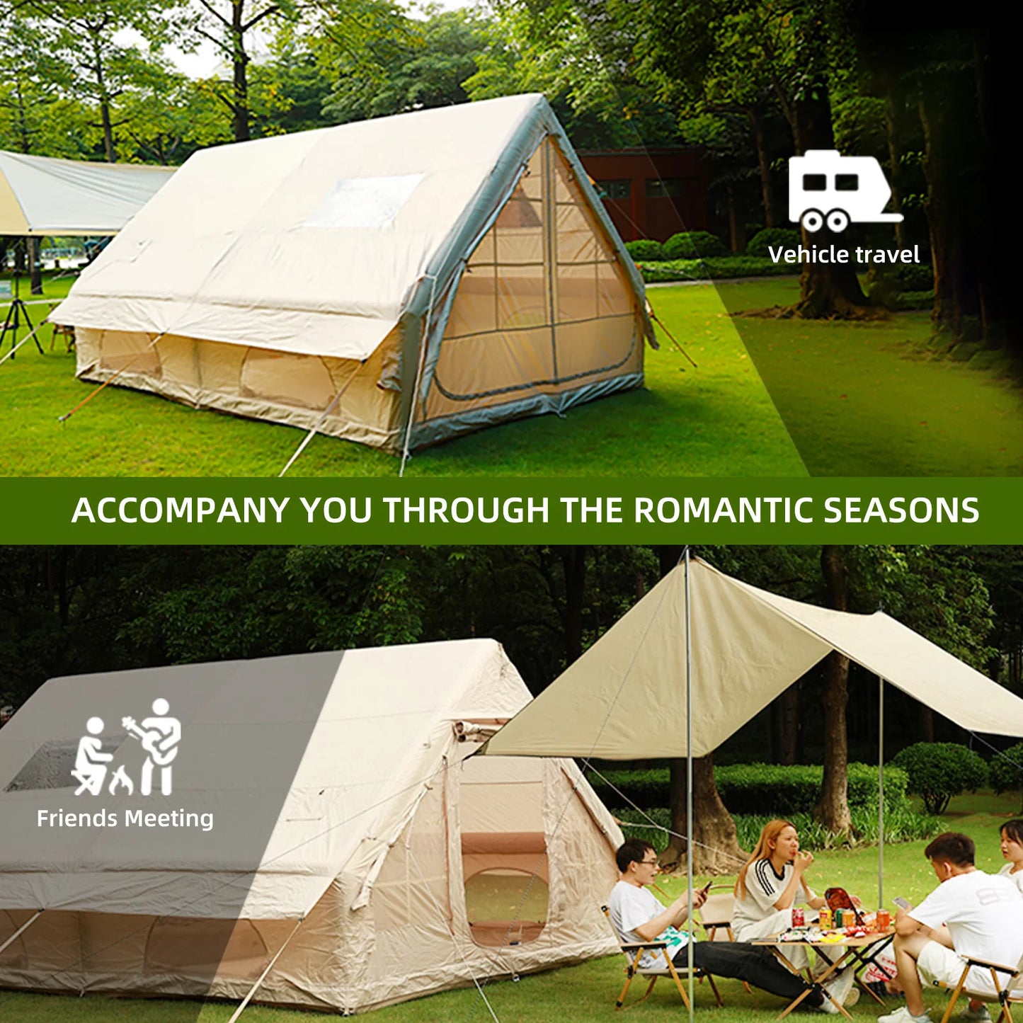 Large Inflatable Camping Tent with Hand Pump Easy Setup Portable Inflatable Tents for Camping