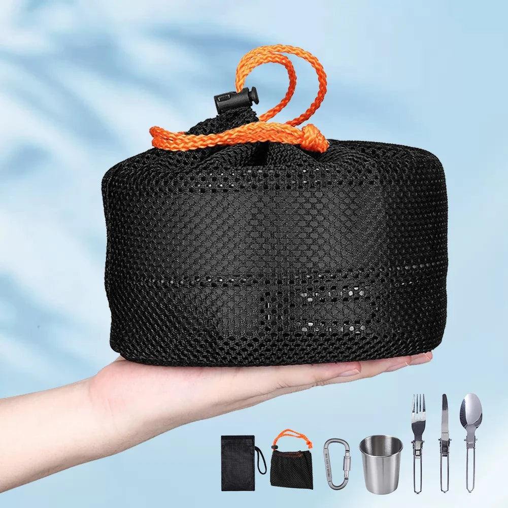 Camping Cookware Kit Kettle Pot Pan Cookset Portable Foldable Lightweight Utensils Aluminum Picnic Tableware BBQ Hiking Travel