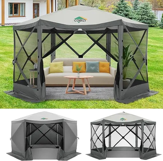12x12ft Pop up Gazebo Screen Tent Screen House for Camping, Camping Outdoor Screened Gazebo with Sidewalls, Portable Hub Tent w