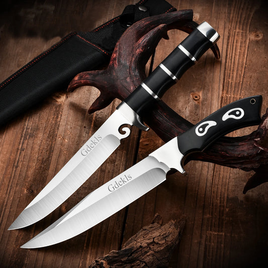 High Hardness 7Cr15 Stainless Steel Outdoor Camping Knife with Faux Leather Sheath, Multi-Purpose Blade for Hunting and Survival