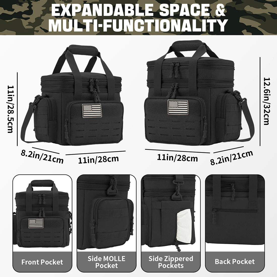Men's Tactical Lunch Box Expandable 18L Tactical Insulated Cooler Bag,Leak Proof Insulated Lunch Bag For Work Camping Outdoor