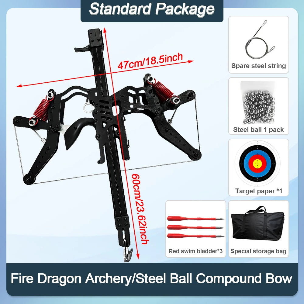 Fire Dragon Dual-Use Compound Bow with Fishing Reel and Sight-Fast Shooting Speed, Ultra-Stable for Hunting, Fishing and Archery