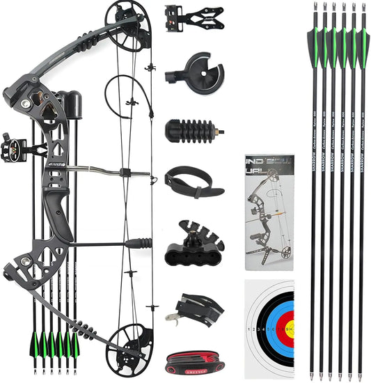 Compound Bow Package for Adults, Archery Hunting Compound Bow and Arrow Set, 30-70 Lbs Draw Weight,23.5-30.5 inches, Up to 320 F