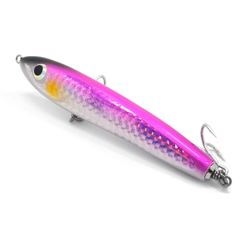 2pcs Pack Saltwater Wooden Fishing Bait Big Game Deep Sea Pencil Lure Stick Bait GT Surface Trolling Lure