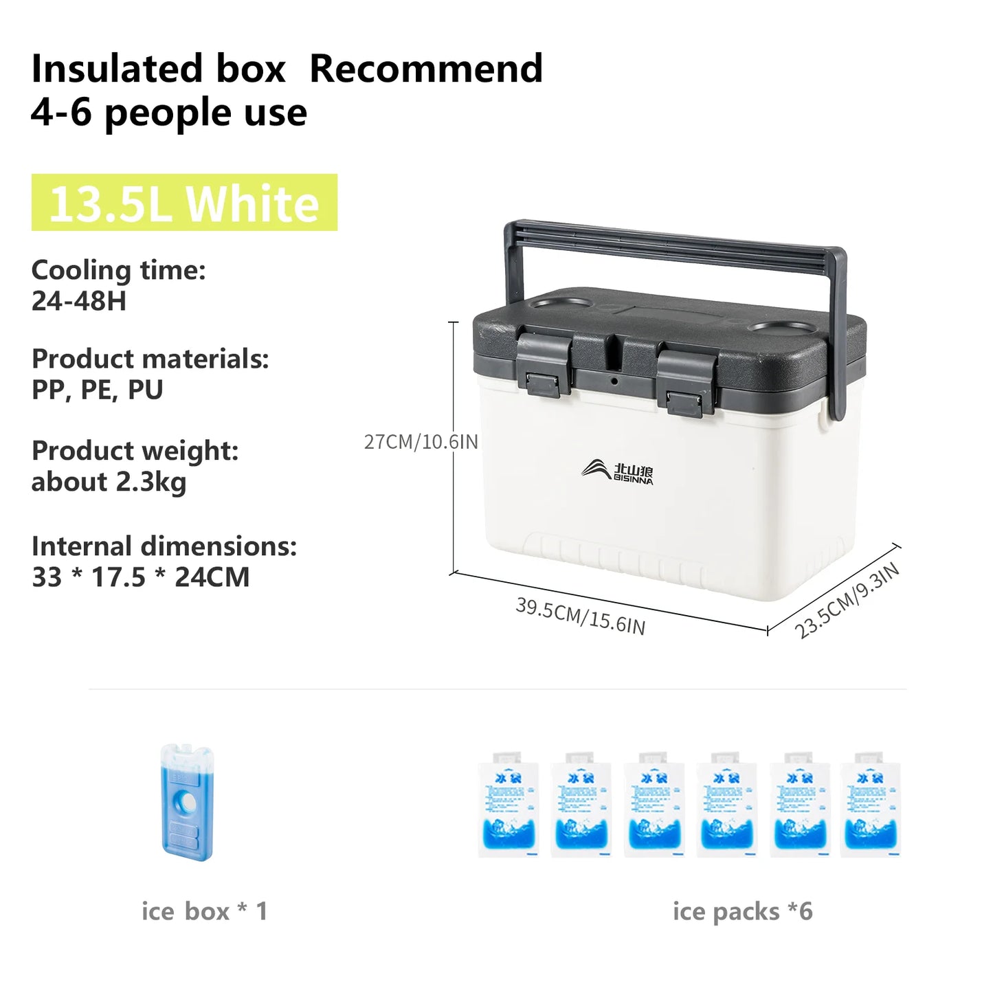 BISINNA Camping Ice Box Large Capacity Car Refrigerator Portable Cooler Box Outdoor Beach Fishing Picnic Barbecue Ice Bucket