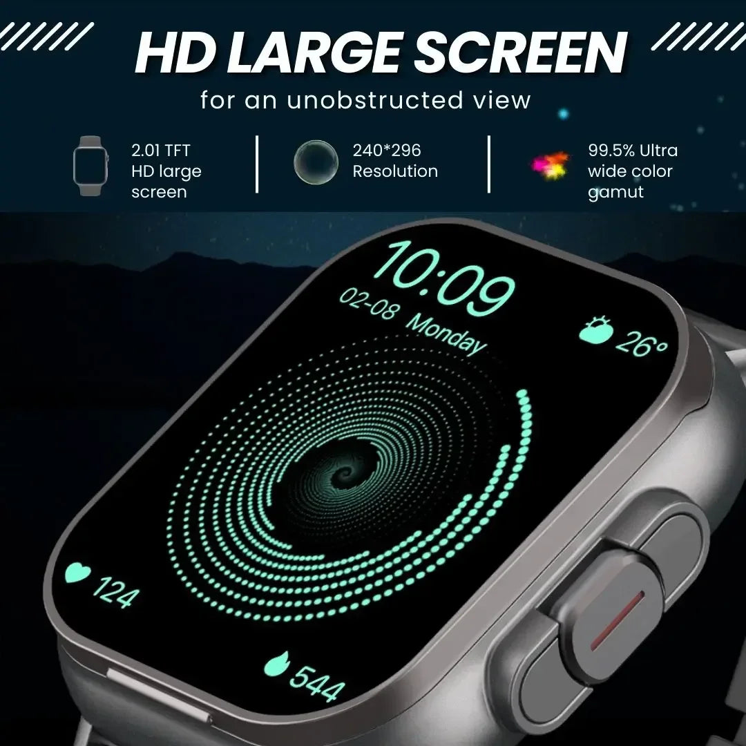 2025 D8 Smartwatch NFC Heart Rate Monitor Earbuds Music Control Pedometer For iPhone Android