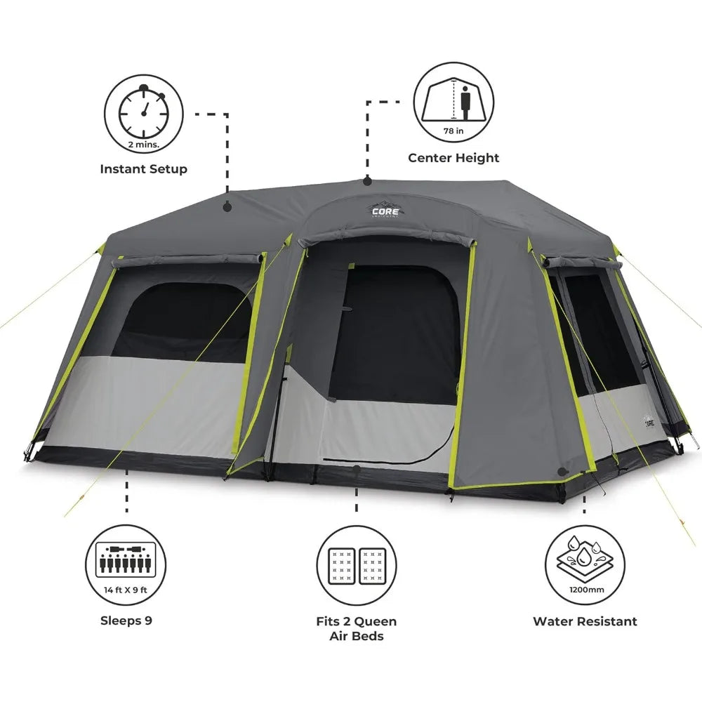 Instant Cabin Tents Person Family Cabin Multi Room Pop Up Tents Car Camping | Included Storage Pockets for Camping Accessories