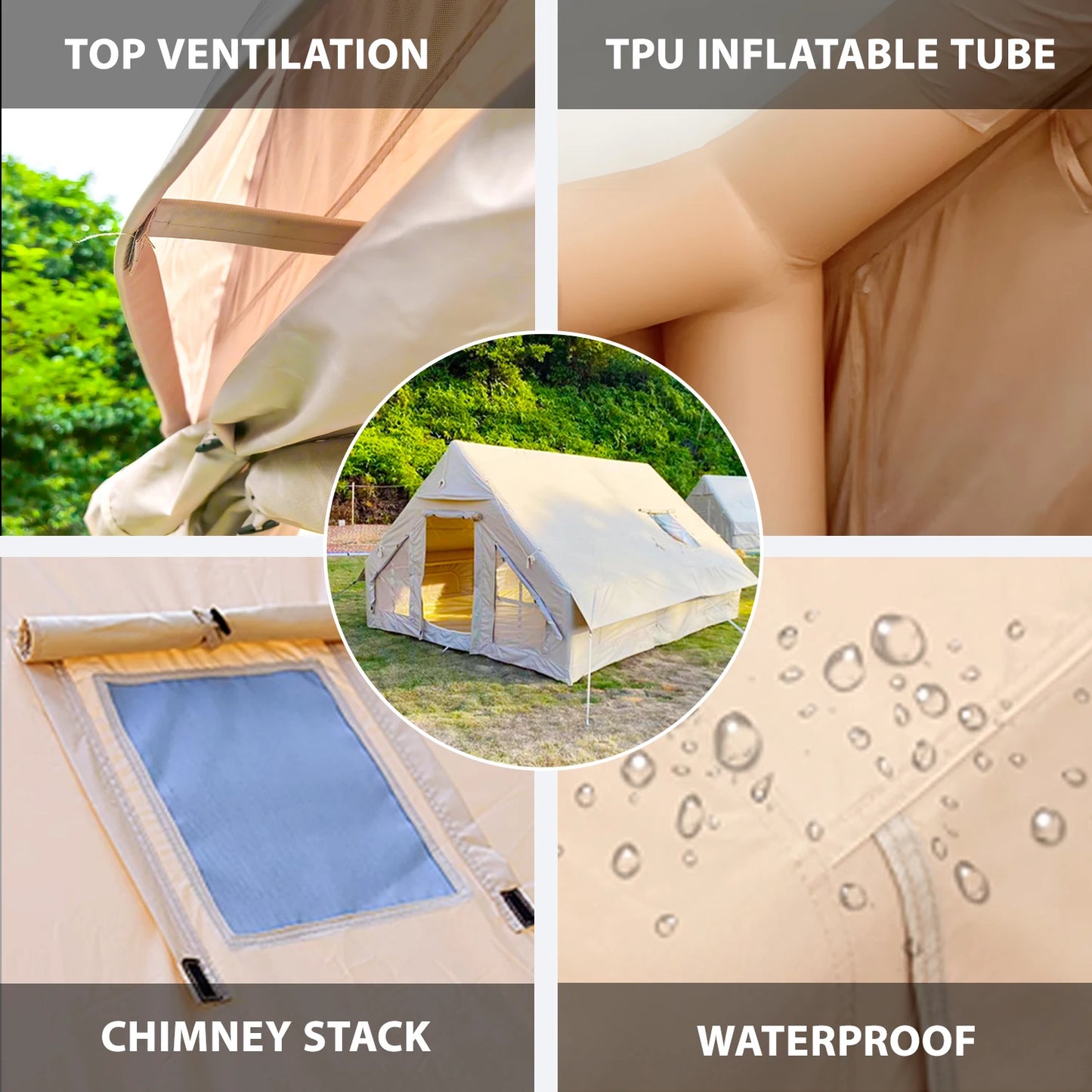 Large Inflatable Camping Tent with Hand Pump Easy Setup Portable Inflatable Tents for Camping
