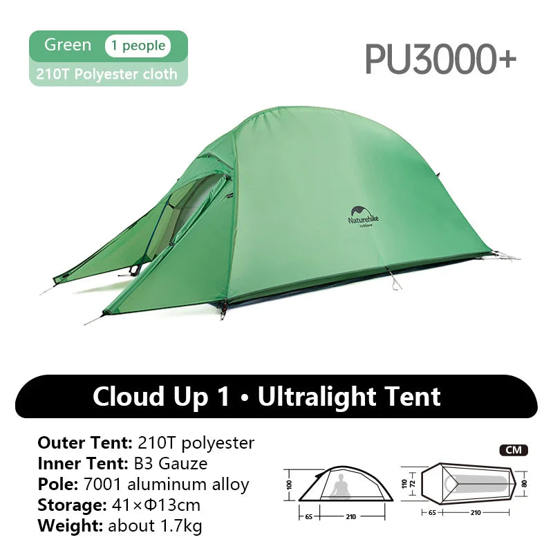 Naturehike Cloud Up 1 Person Tent Outdoor Camping Hiking Climbing Ultralight Double Layer Backpacking Sun Shelter With Footprint