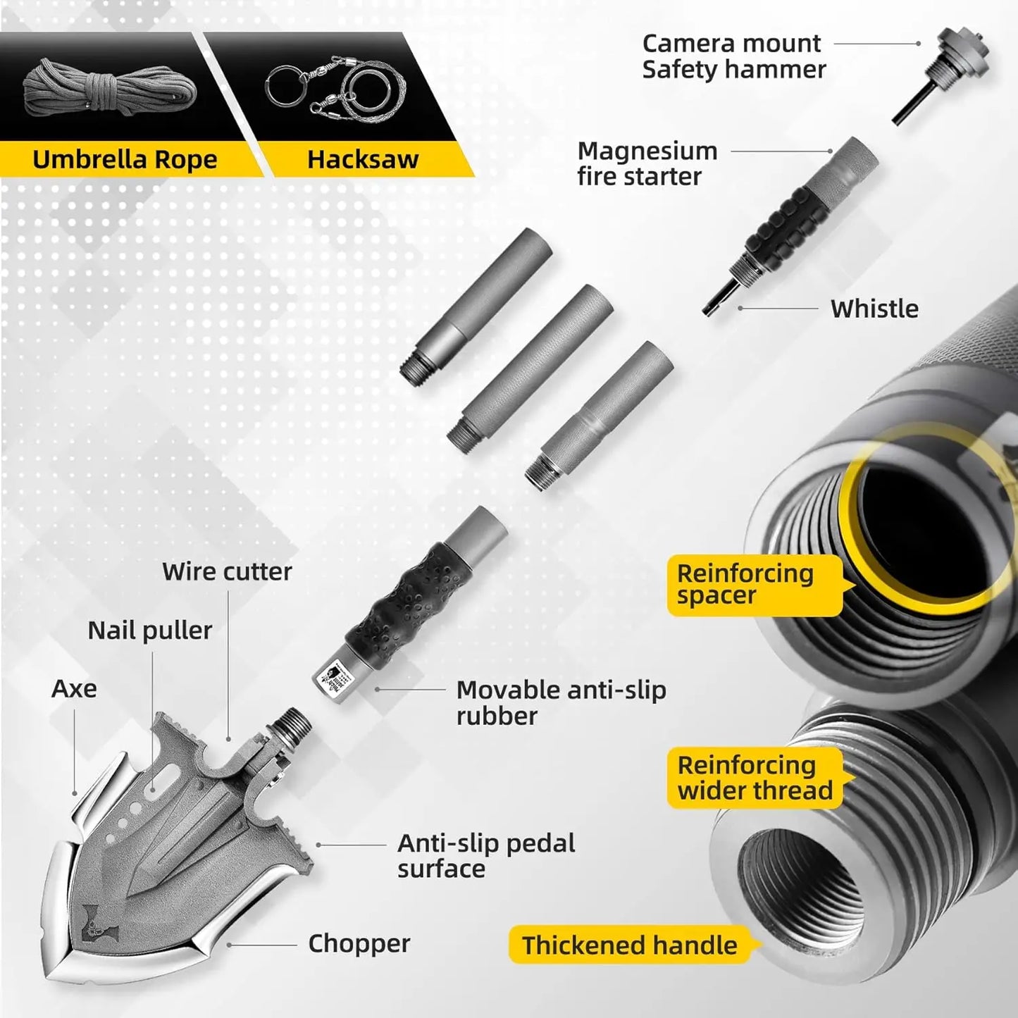 Zune Lotoo Survival Multitool 28 In 1 Luxury Folding Shovel