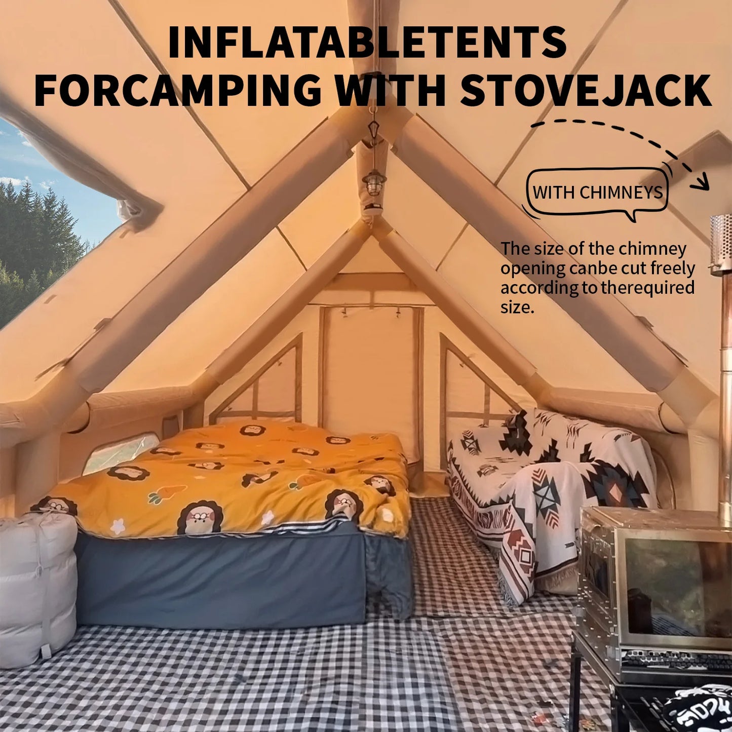 Large Inflatable Camping Tent with Hand Pump Easy Setup Portable Inflatable Tents for Camping