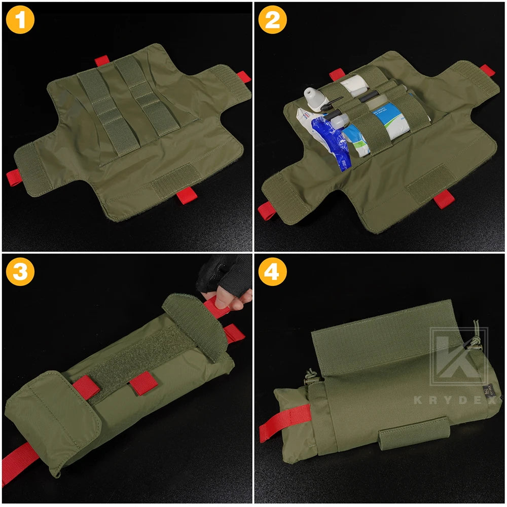 KRYDEX Tactical Roll Up First AID Trauma Pouch Medical EMT IFAK Pouch Dangler Drop Dump Pouch For Vest Chest Rig Accessories