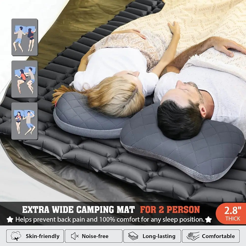 Double Sleeping Pad Ultralight Camping Mattress 2 Person Backpacking Pad With Pump Sack Inflatable Air Mat For Tent