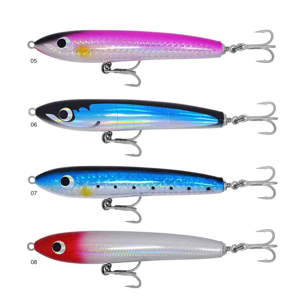 2pcs Pack Saltwater Wooden Fishing Bait Big Game Deep Sea Pencil Lure Stick Bait GT Surface Trolling Lure