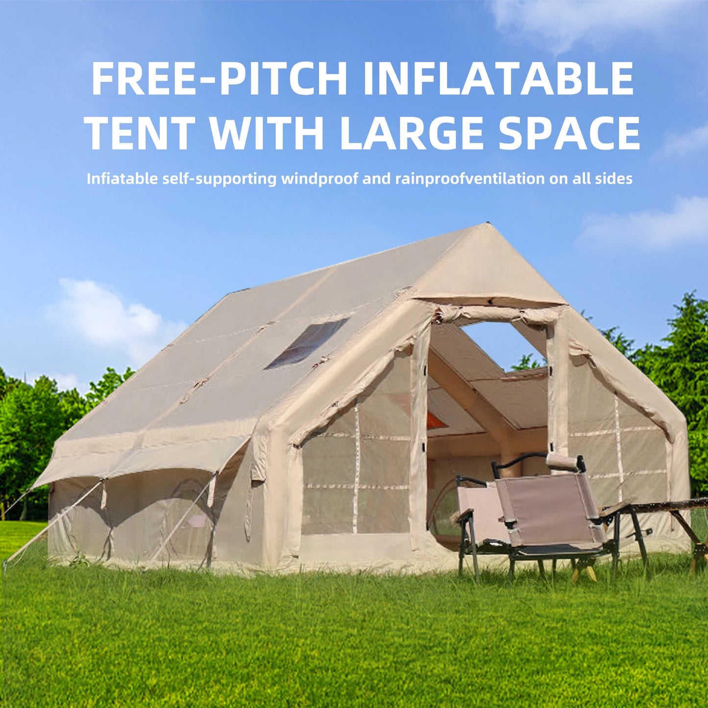 Large Inflatable Camping Tent with Hand Pump Easy Setup Portable Inflatable Tents for Camping