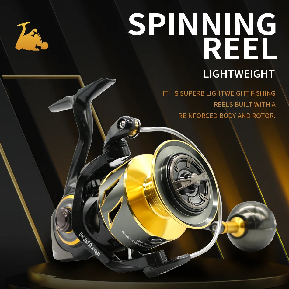 ROOBLINOS SW Spinning Reel Ultralight  Saltwater Surf Reel  5.0:1 9+1 BB Max Drag 12kg Fishing Reels Wheel