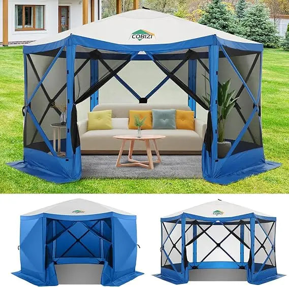 12x12ft Pop up Gazebo Screen Tent Screen House for Camping, Camping Outdoor Screened Gazebo with Sidewalls, Portable Hub Tent w