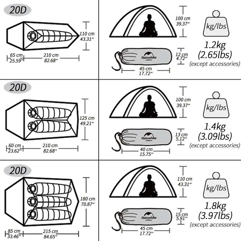 Naturehike Cloud Up 1 Person Tent Outdoor Camping Hiking Climbing Ultralight Double Layer Backpacking Sun Shelter With Footprint