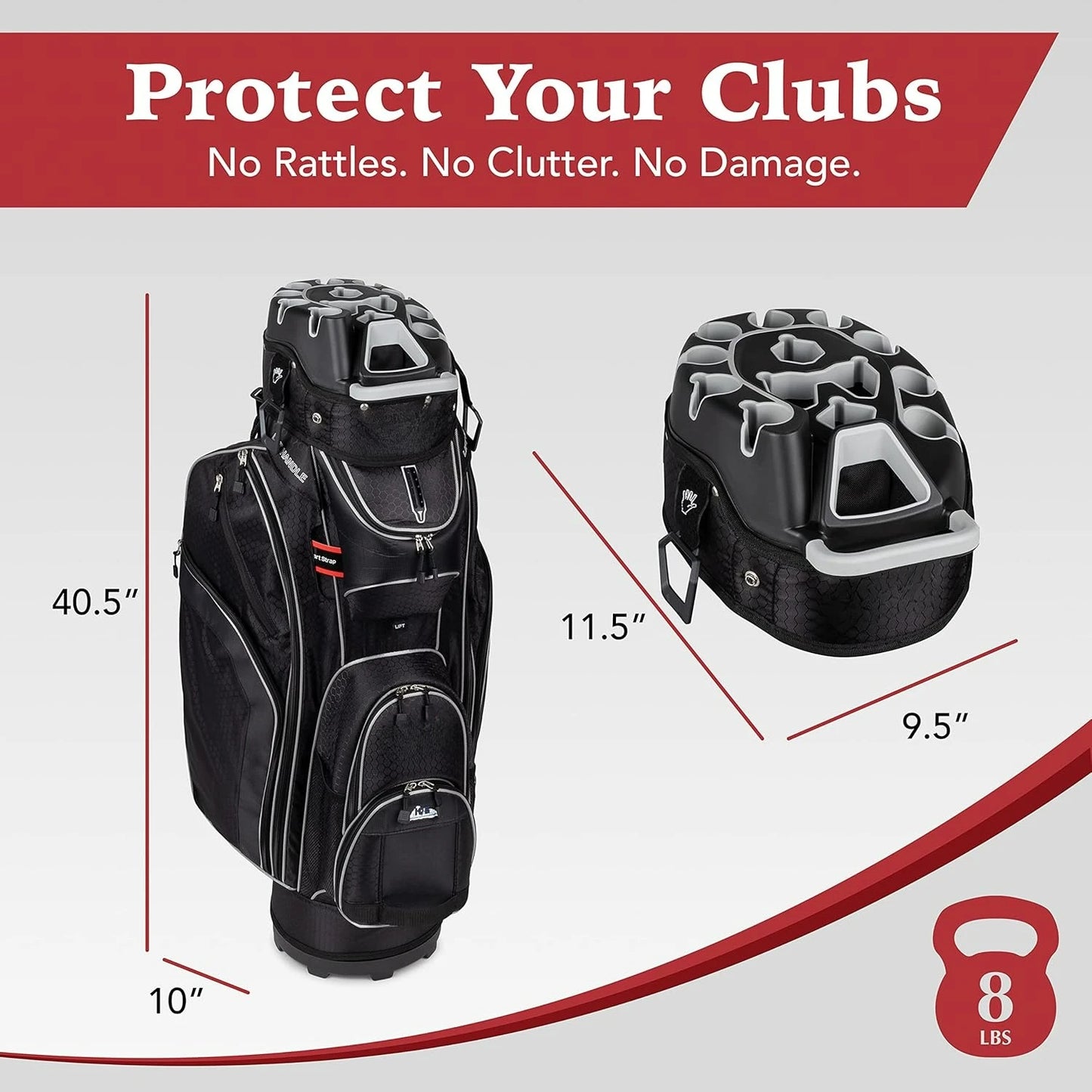 3rdGeneration Club Lock Organizer Golf Cart Bag 14 Way Top